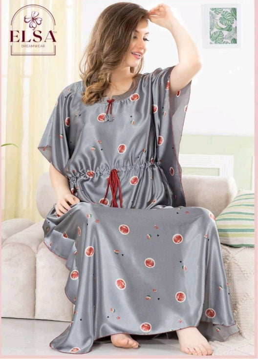 WOMEN'S PRINTED SATIN KAFTAN