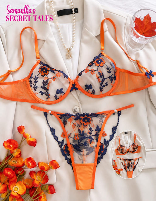 Midnight Bloom Lace Lingerie Set