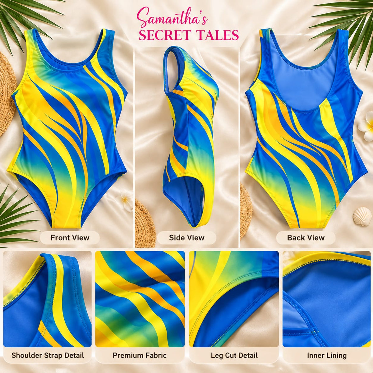 Ocean Wave Printed One- Piece Swimsuit